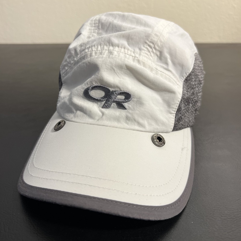 Outdoor Research Hat Cap Strap Back Mens Medium White Gray Fleece Winter 243433